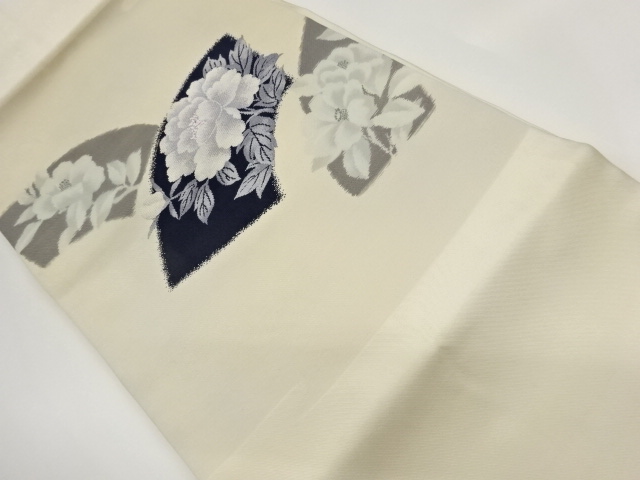 JAPANESE NAGOYA OBI / WOVEN PEONY